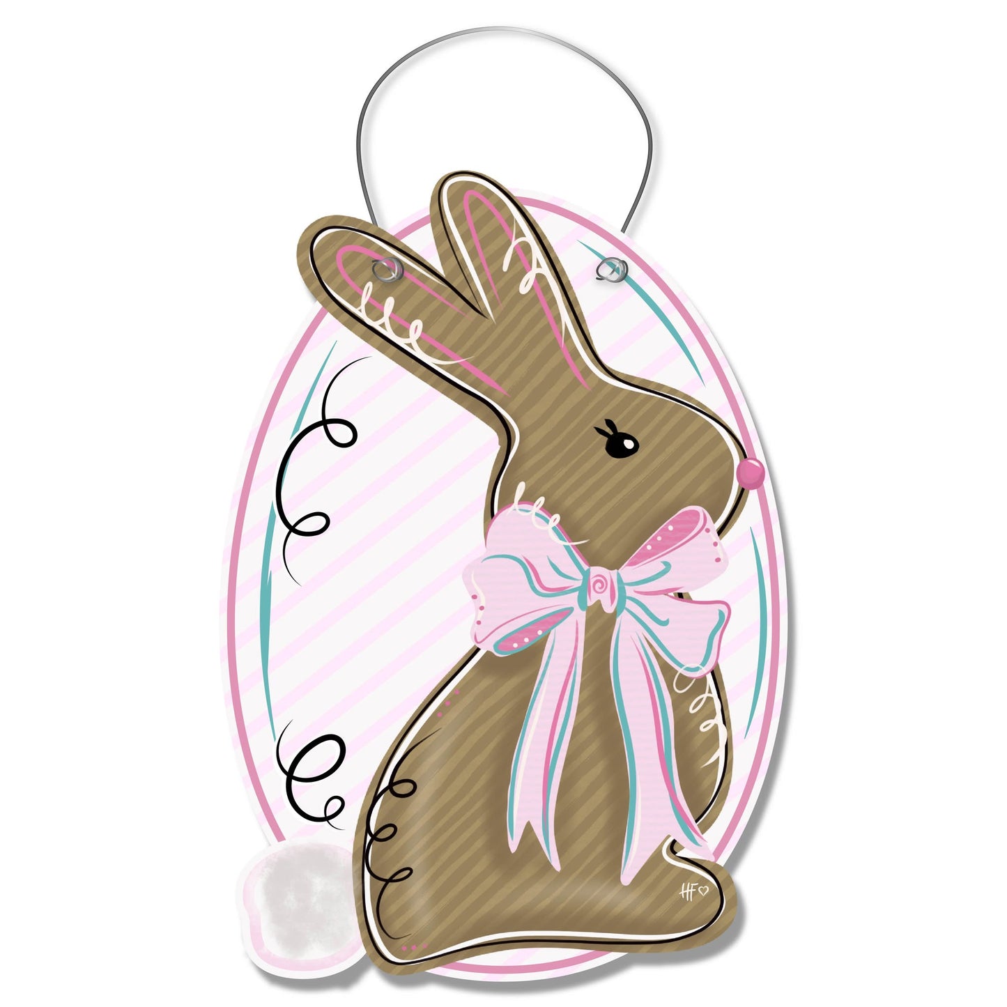 Pastel Bow Bunny Facing Right Door Hanger (Left Door)