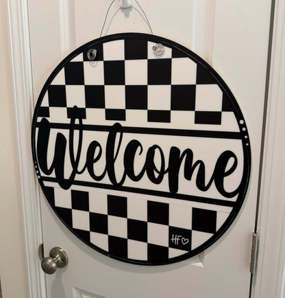Checkerboard Welcome Door Hanger