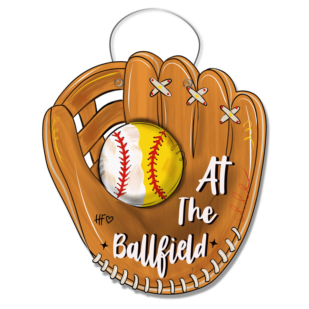 Baseball/Softball At the Ball Field Door Hanger