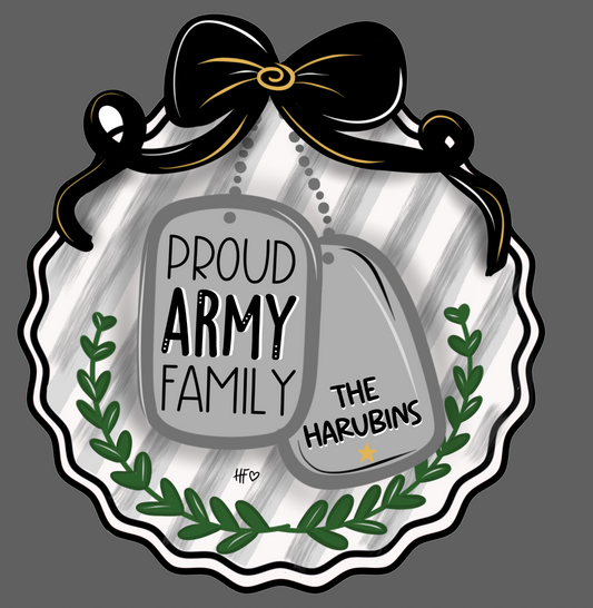 CUSTOM ORDER for The Harubins - ARMY DOG TAGS Door Hanger