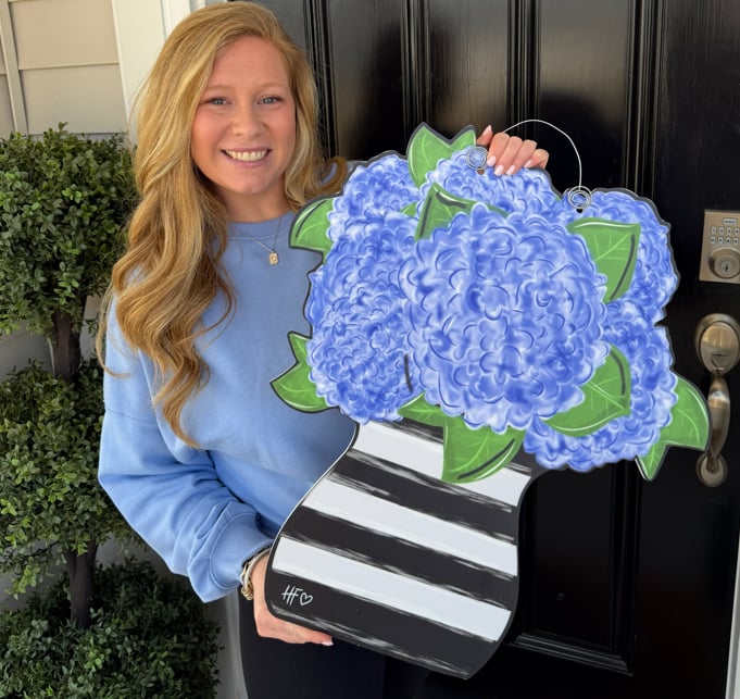 Spring Hydrangea Vase Door Hanger