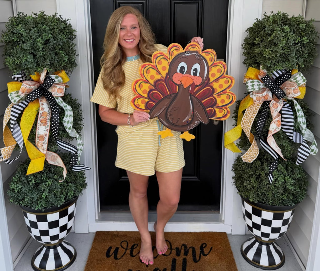 Harvest Charm Turkey Thanksgiving Door Hanger