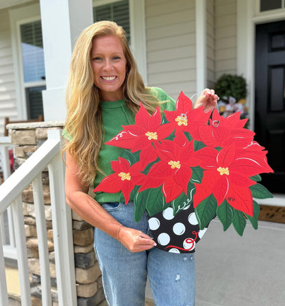 Vibrant Poinsetta Christmas Door Hanger