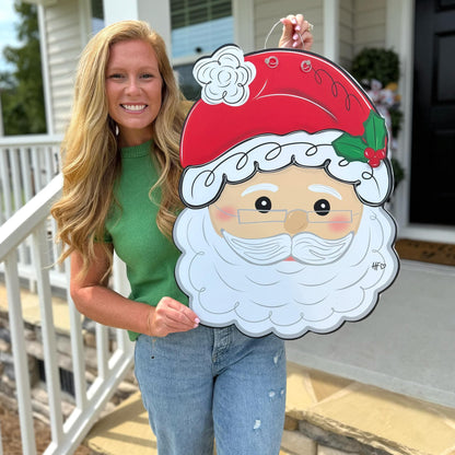 Santa Claus(w/glasses) Christmas Door Hanger