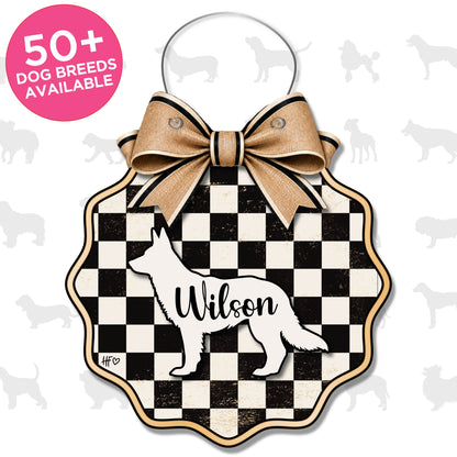 Classic Checkered Personalized Dog Door Hanger (CUSTOM)