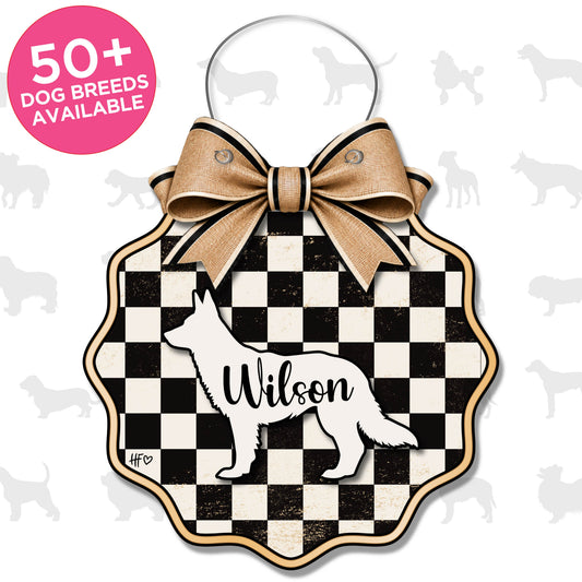 Classic Checkered Personalized Dog Door Hanger (CUSTOM)
