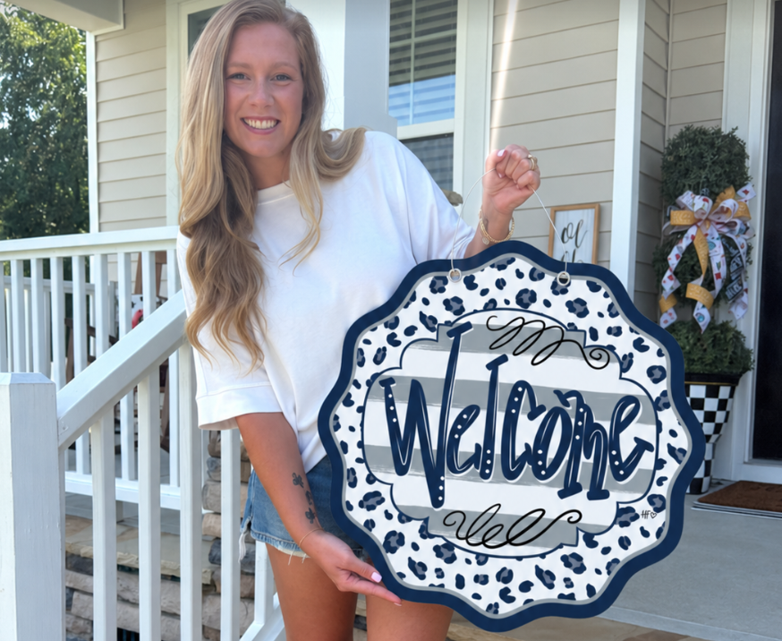 Dallas Leopard Welcome Door Hanger
