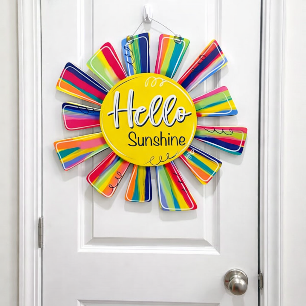 Color Burst Hello Sunshine Door Hanger