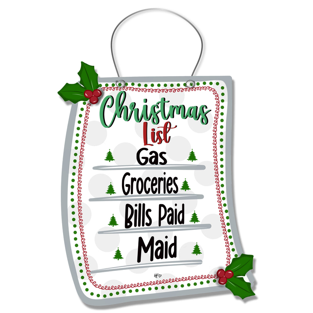 Adult Christmas List Door Hanger