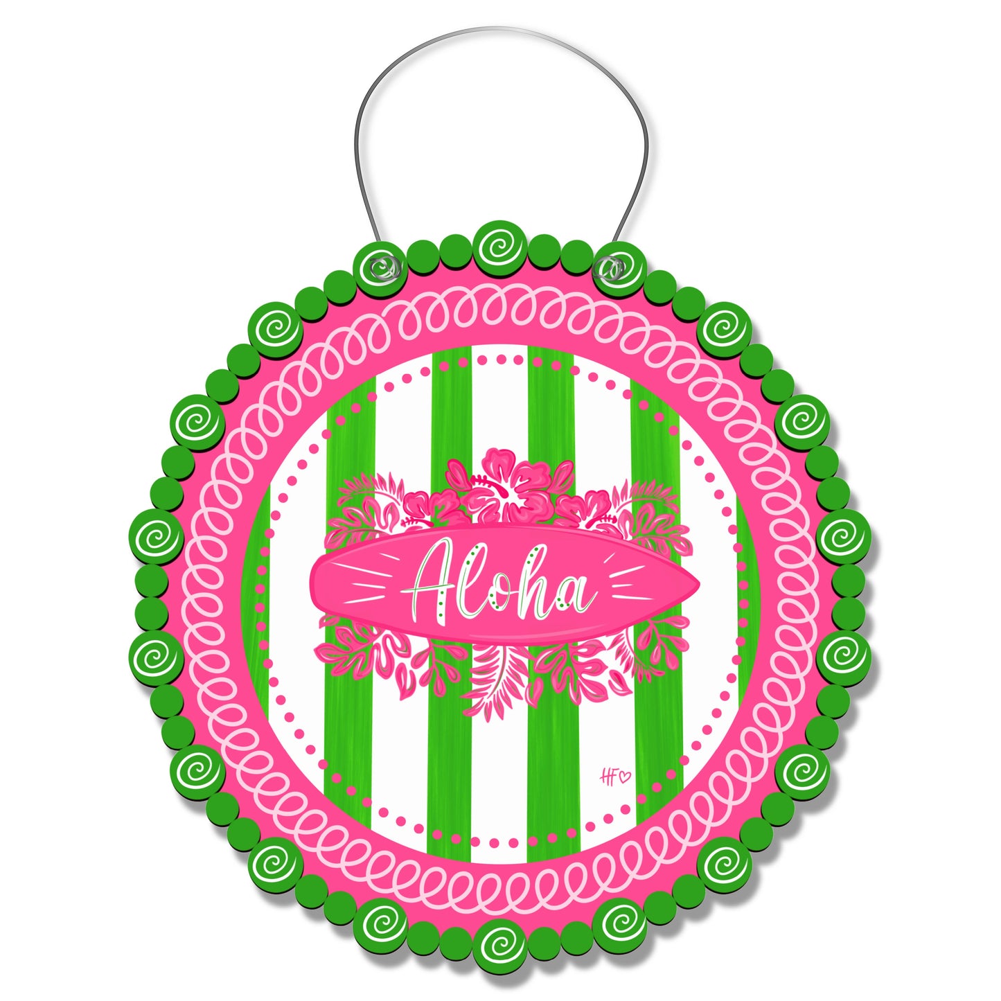 Aloha Summer Door Hanger (Green/White/Pink)