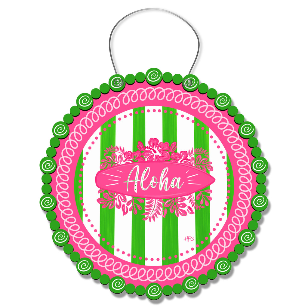 Aloha Summer Door Hanger (Green/White/Pink)