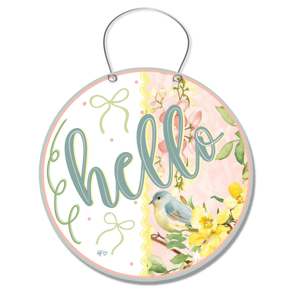 A Pastel Hello Spring Door Hanger