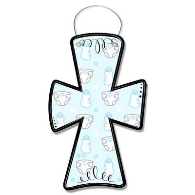 Baby Boy Cross Door Hanger