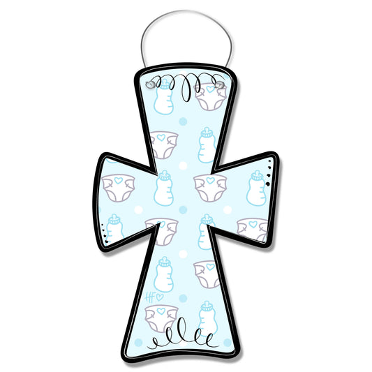 Baby Boy Cross Door Hanger