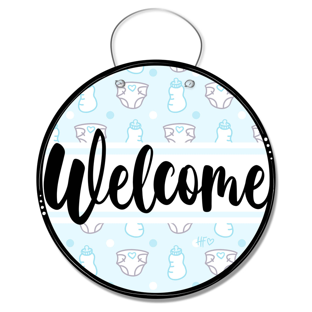 Baby Boy Welcome Board Door Hanger
