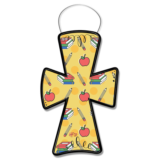 Back to School Apple Cross Door Hanger