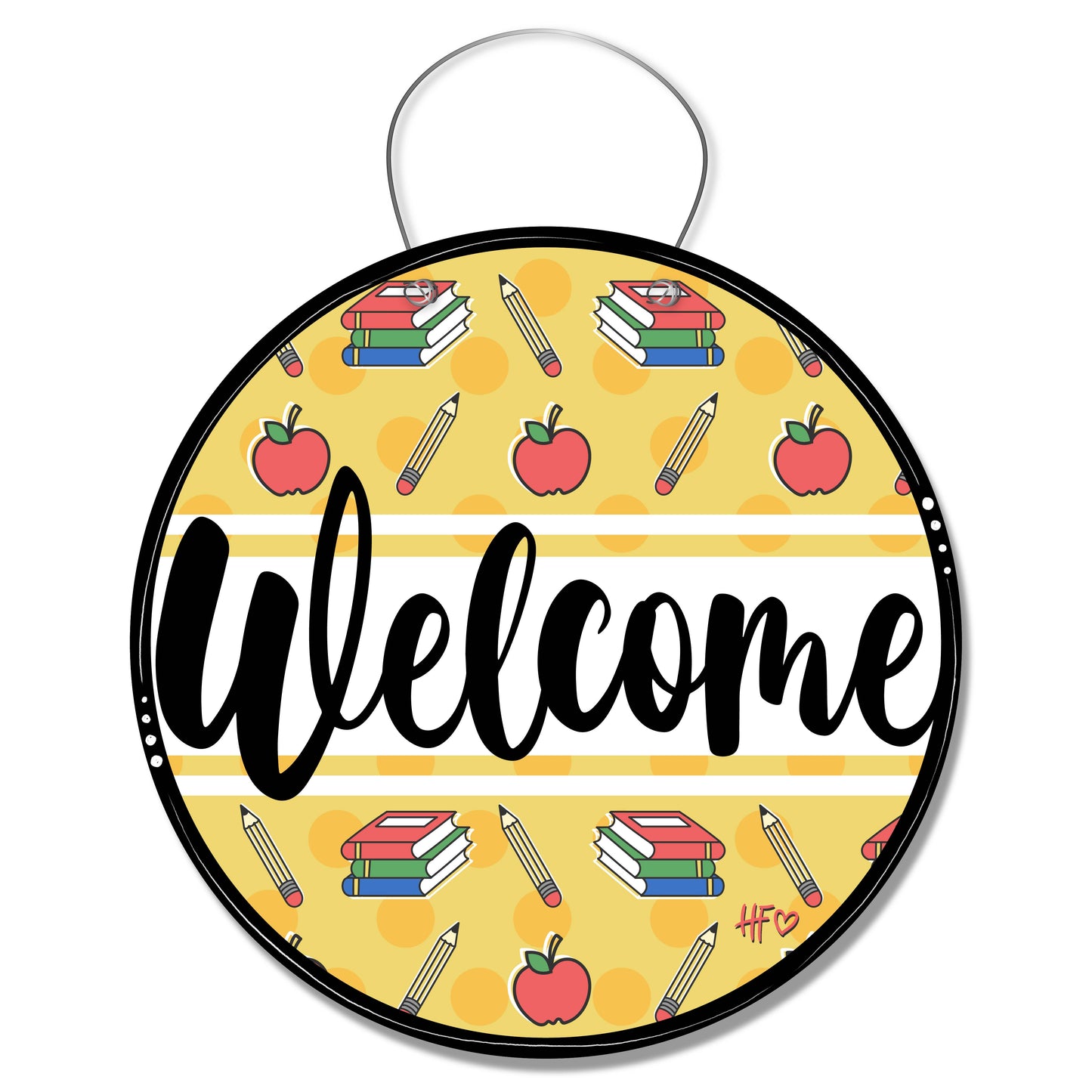 Back to School Apple Welcome Board Door Hanger