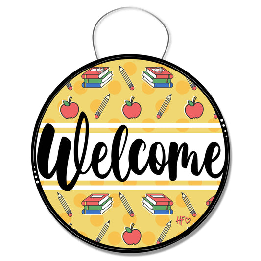 Back to School Apple Welcome Board Door Hanger