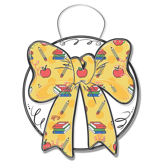 Back to School Apple Bow Door Hanger