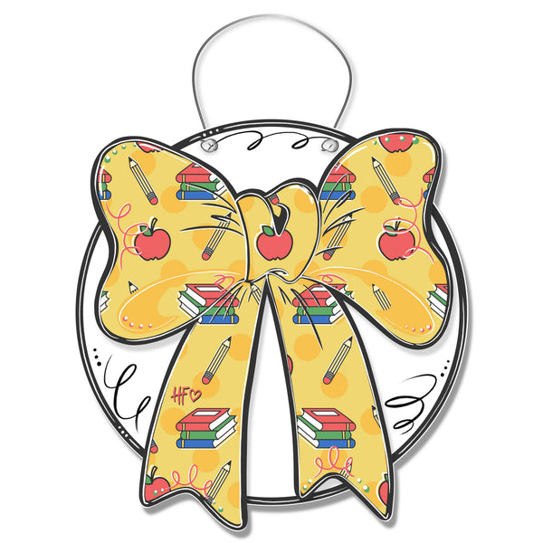 Back to School Apple Bow Door Hanger