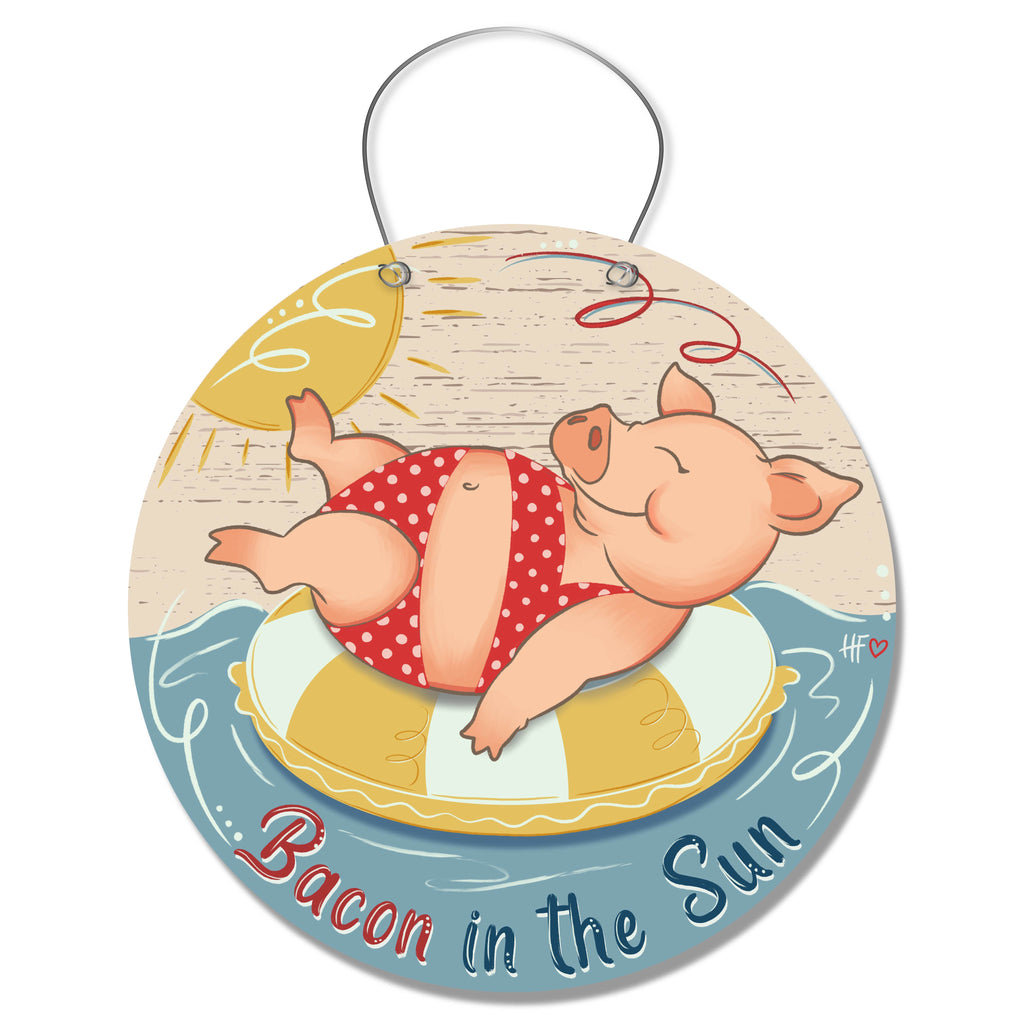 Bacon in the Sun Pig Door Hanger
