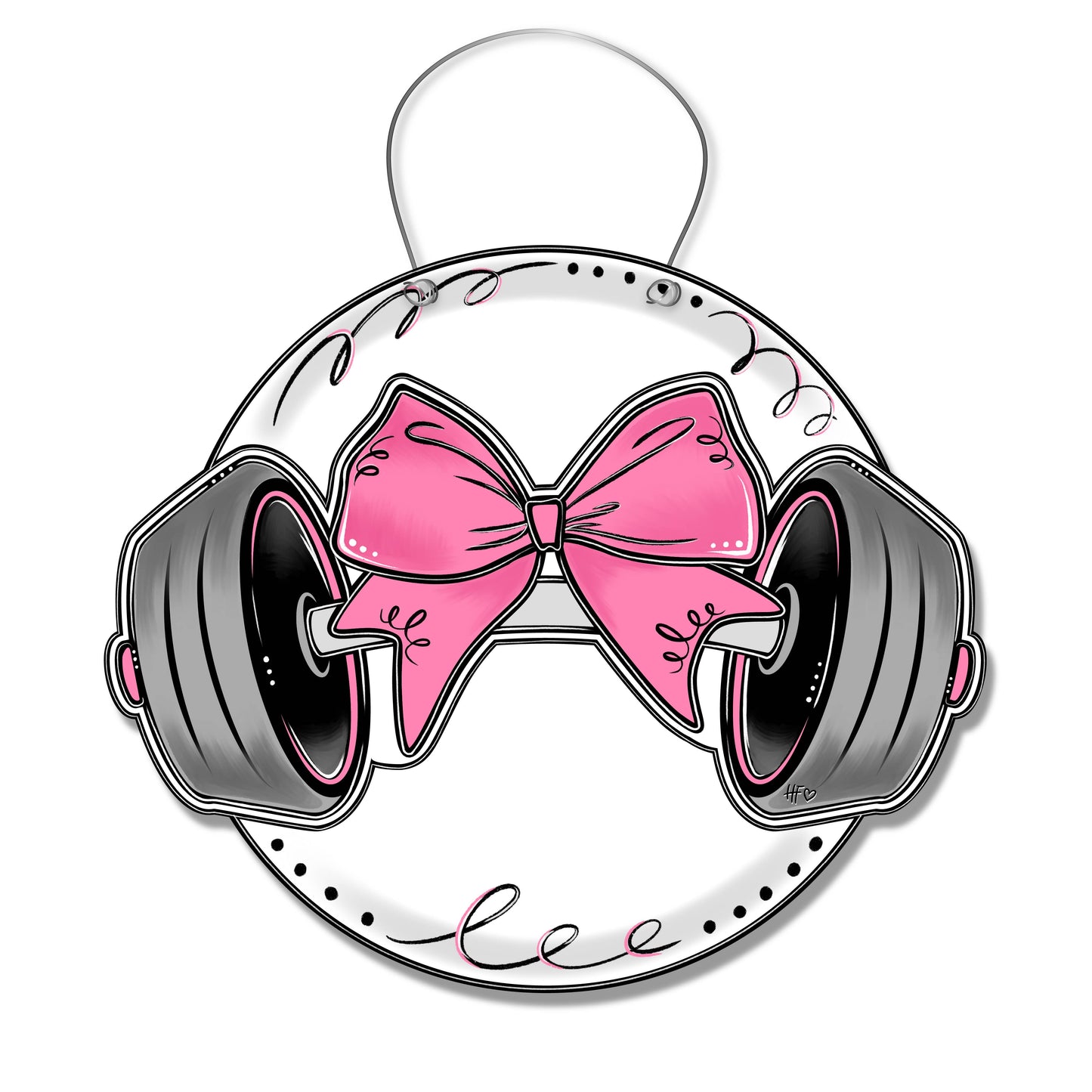 Barbell and Bow (Pink) Door Hanger