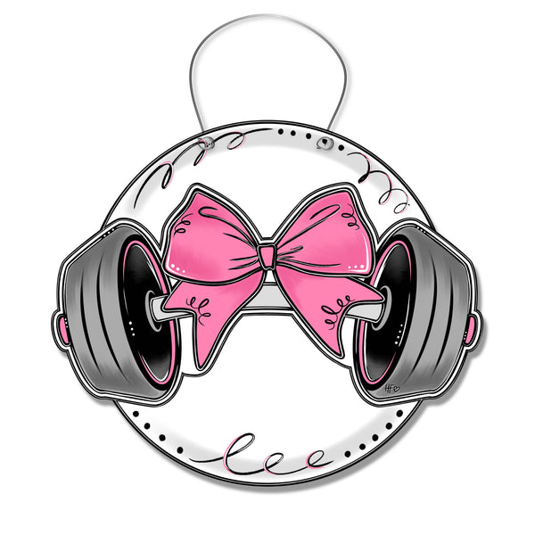Barbell and Bow (Pink) Door Hanger