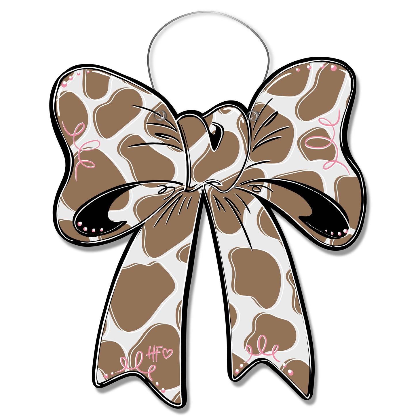 Brown Cow Print Bow Door Hanger