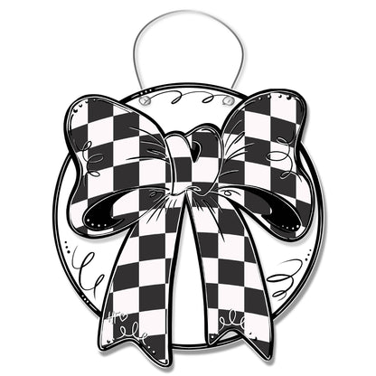 Checkerboard Bow Door Hanger