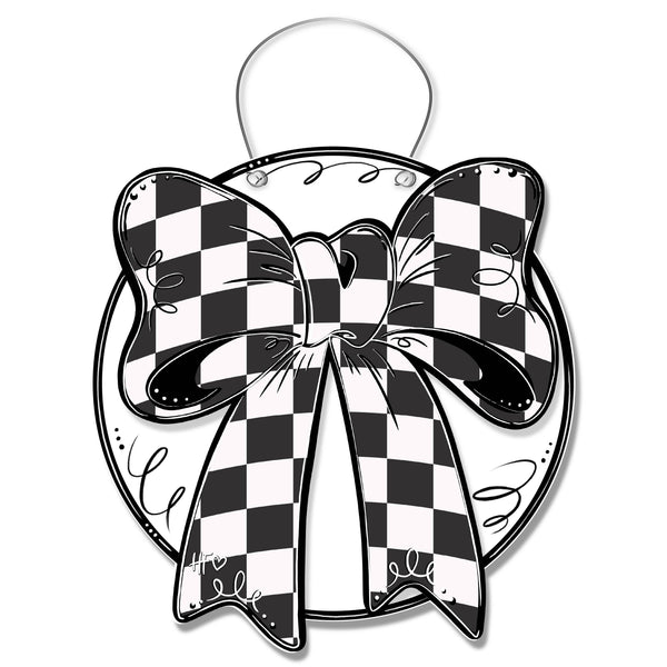 Checkerboard Bow Door Hanger
