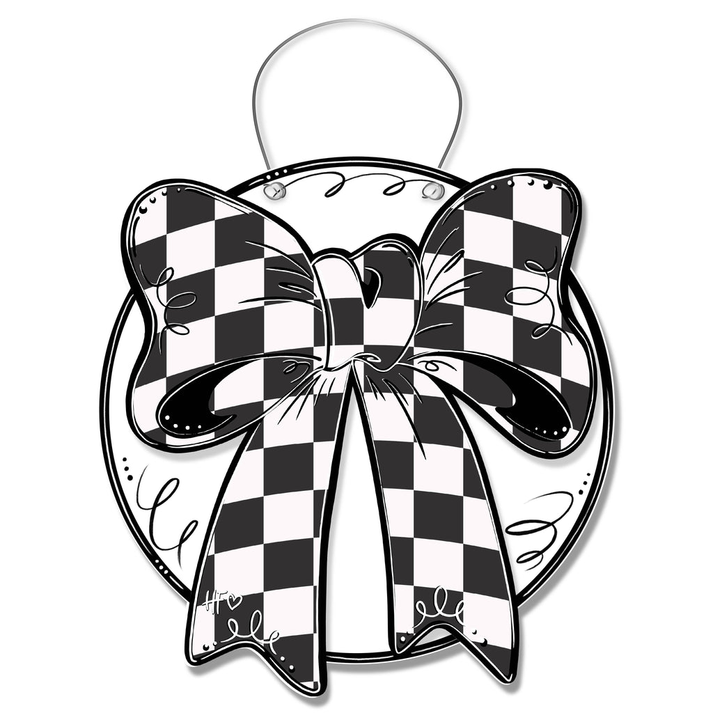 Checkerboard Bow Door Hanger