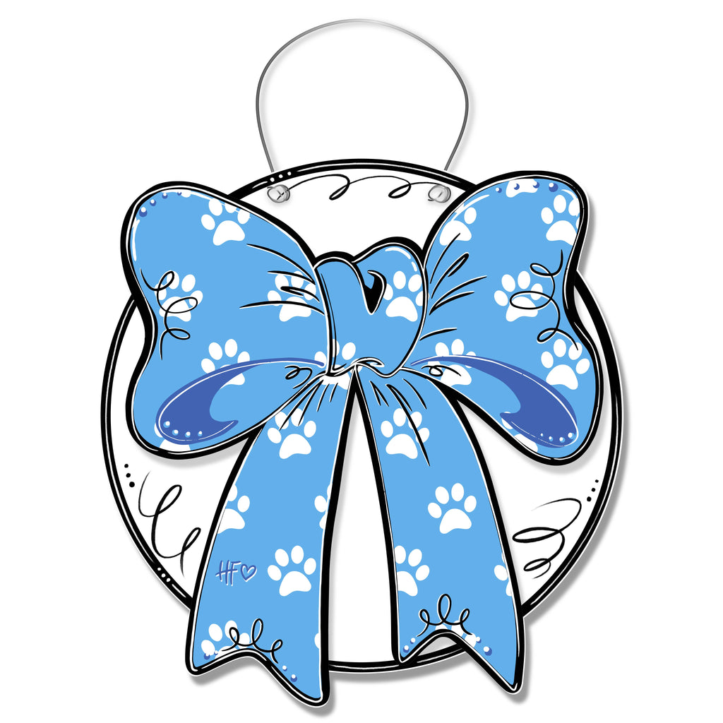 Bow Pawprints Dog Door Hanger