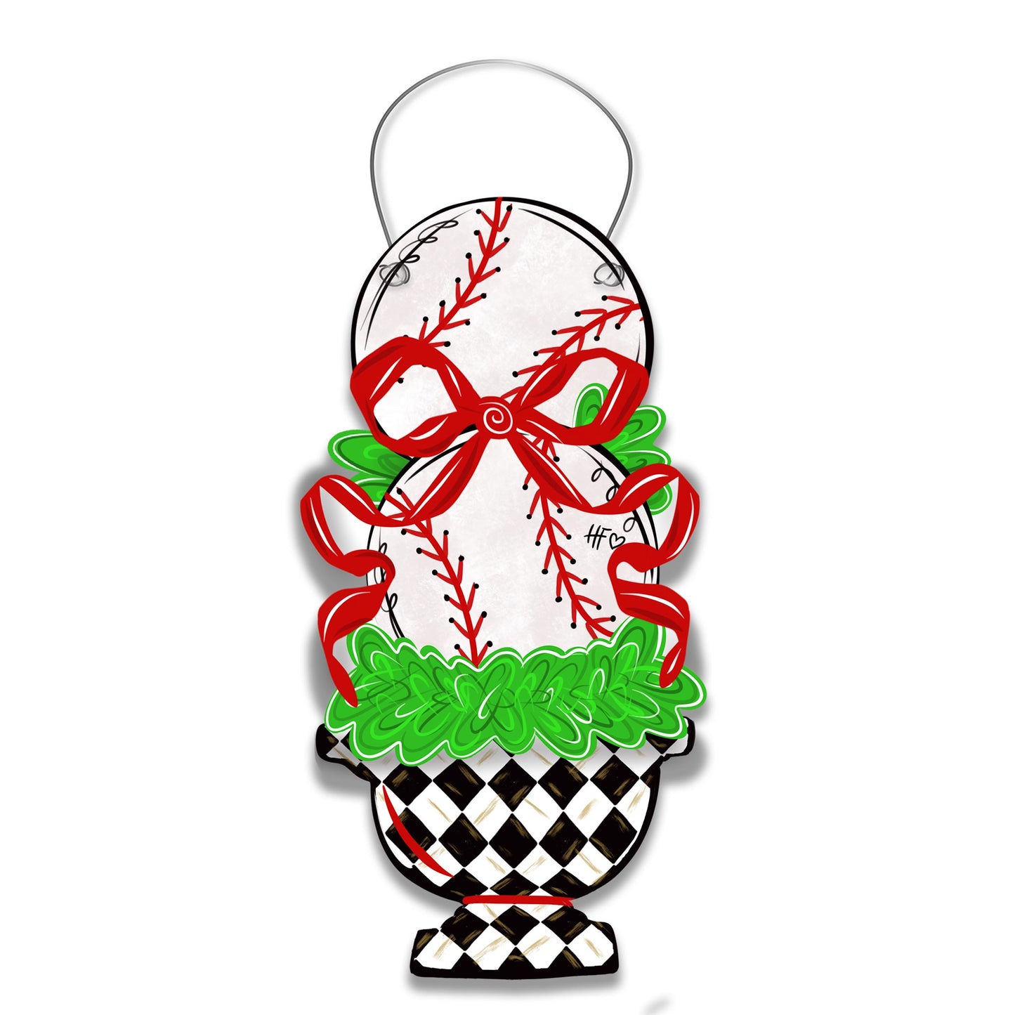 Baseball Topiary Door Hanger