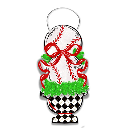 Baseball Topiary Door Hanger