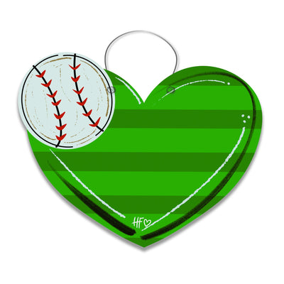 Baseball with Striped Heart Door Hanger