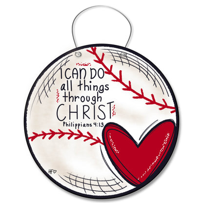 Baseball with Heart "I Can do All Things" Door Hanger