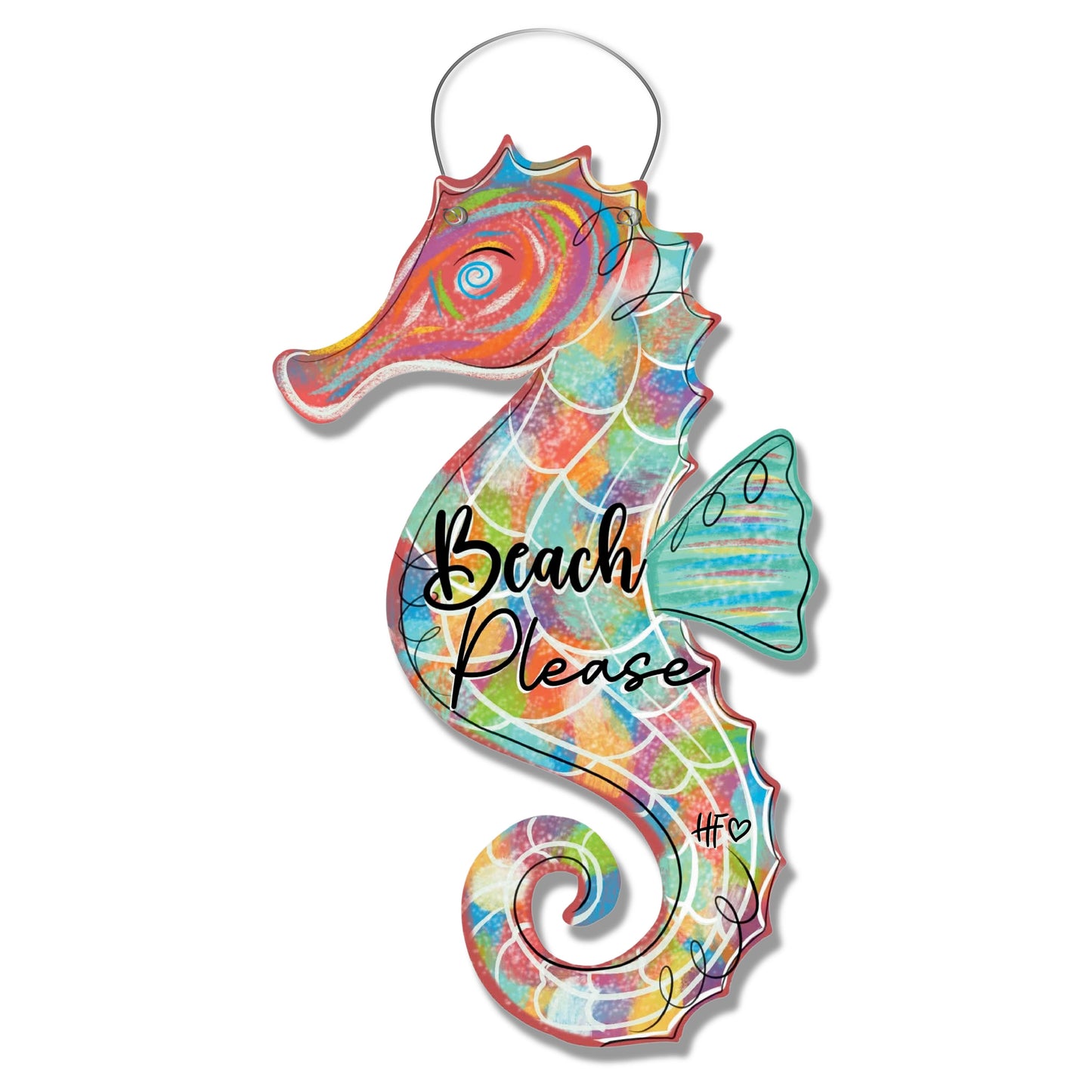 Beach Please Seahorse Door Hanger