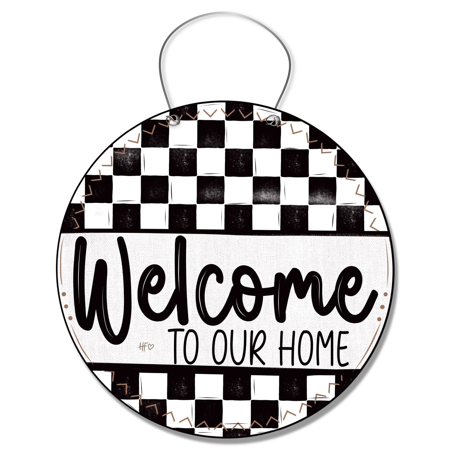 Black Retro Welcome Door Hanger