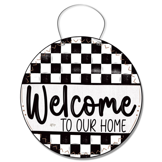Black Retro Welcome Door Hanger