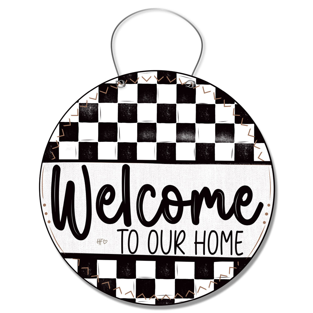 Black Retro Welcome Door Hanger