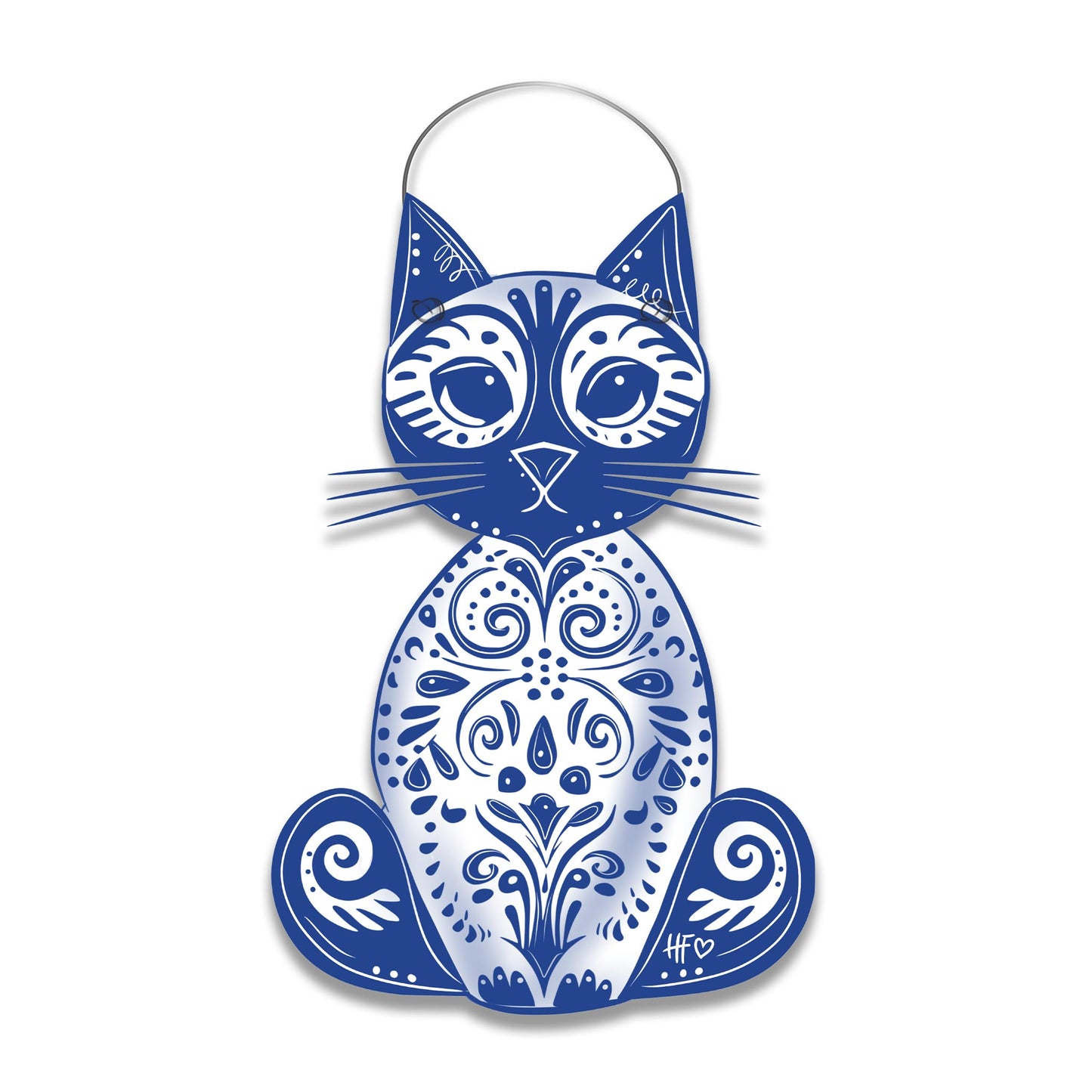Carolina Chinoiserie Blue & White Cat Door Hanger