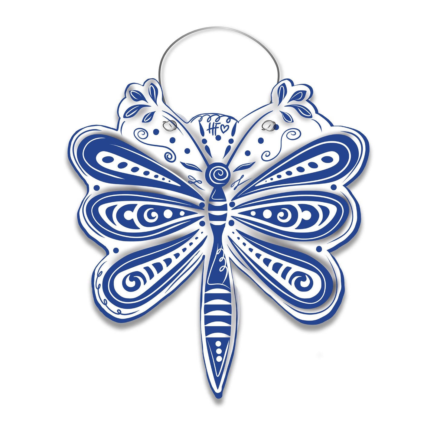 Carolina Chinoiserie Blue & White Dragonfly Door Hanger