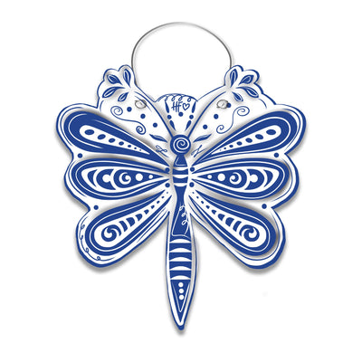 Carolina Chinoiserie Blue & White Dragonfly Door Hanger