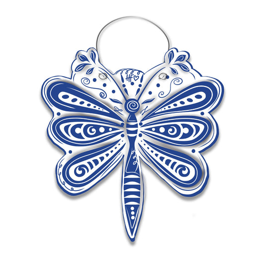 Carolina Chinoiserie Blue & White Dragonfly Door Hanger