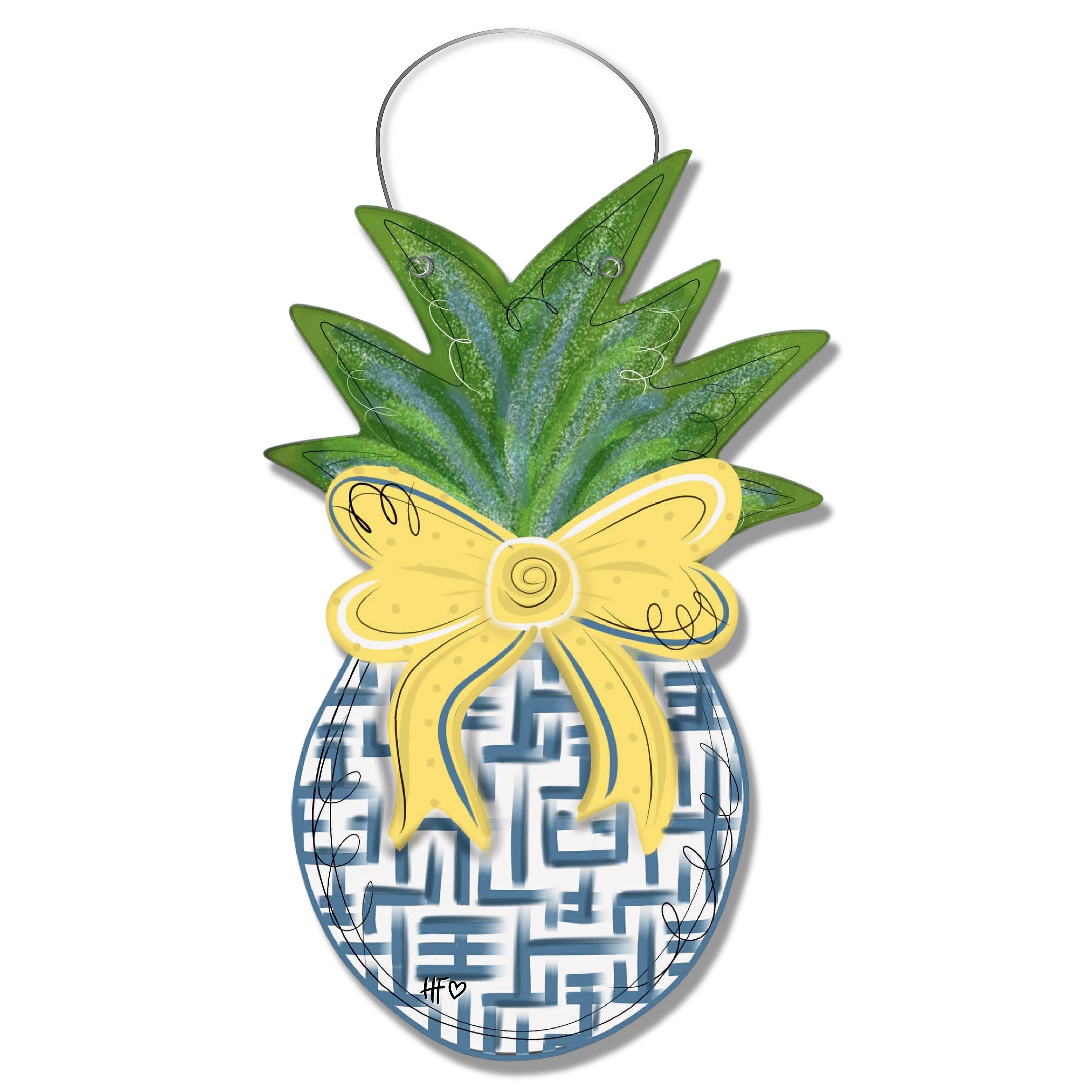 Blue & White Chinoiserie Pineapple Door Hanger – Hey Fancy Designs