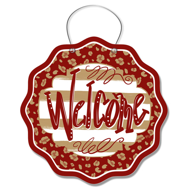 Boston Leopard Welcome Door Hanger
