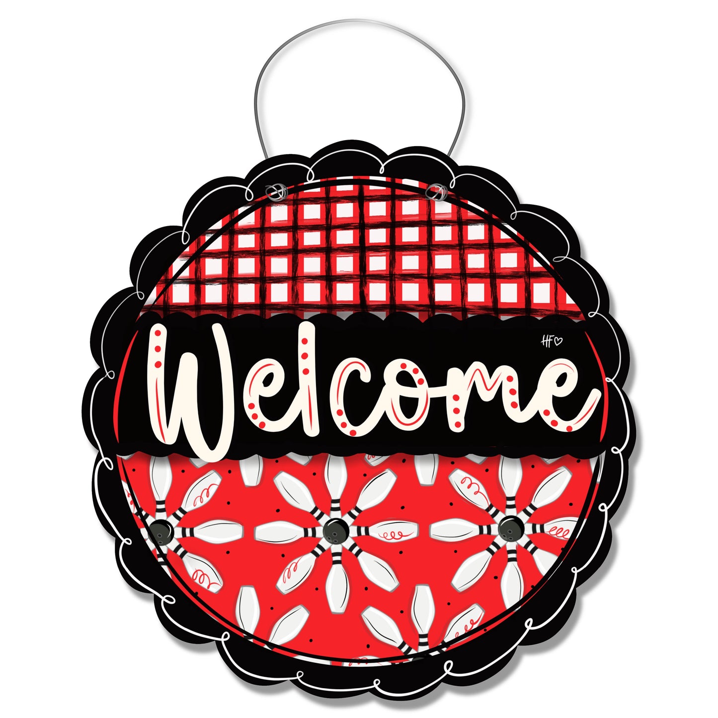Bowling Welcome (Red/Black/White) Welcome Door Hanger