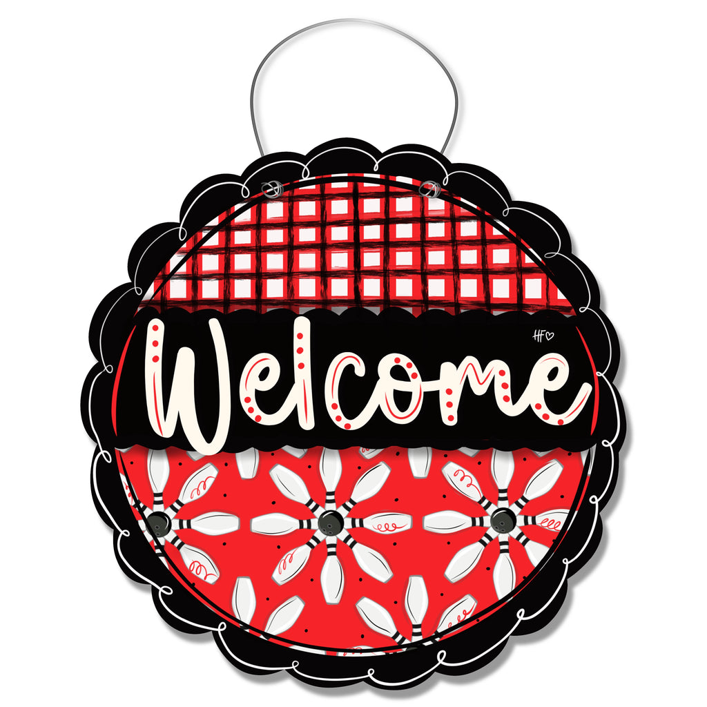 Bowling Welcome (Red/Black/White) Welcome Door Hanger