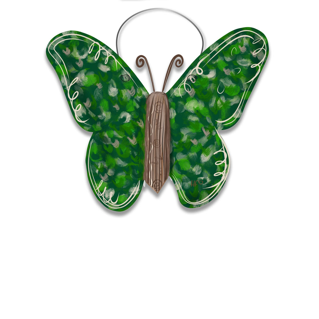 Green Brushstroke Butterfly Door Hanger