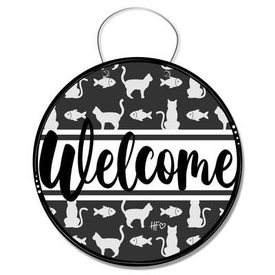 Cat Silhouette Welcome Board Door Hanger